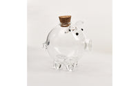 Glass Piggy Bank Mini Pig Jar with Cork Stopper Clear Currency Box with Stopper Cute for Children, Collectors, Desk, Shelf, Nightstand