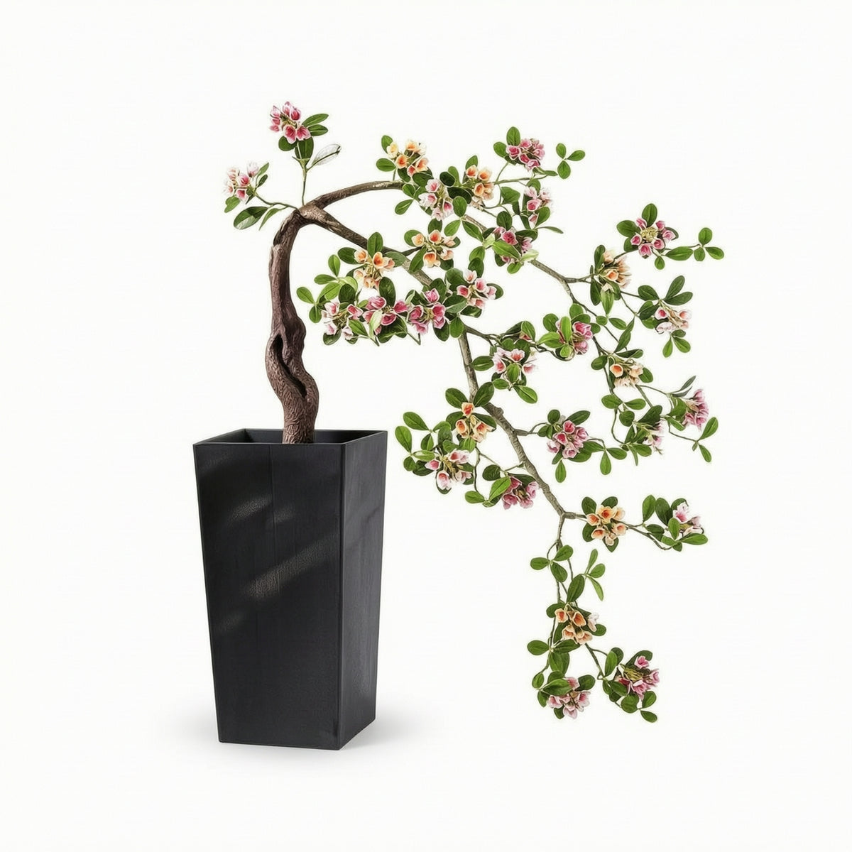Artificial Flowering Tree Realistic Potted Faux Floral Tree Decorative Faux Potted Plant with Flowers for Entryway, Office