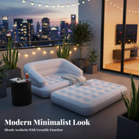 Quick Inflation and Deflation Double transformable Air Bed Indoor & Outdoor Use Flocked Air Lounger long-lasting Inflatable Sofa Ergonomic Design for Travelers, Campers, Families, Travel, Guest Room, spineyard