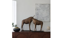 Bull Sculpture Abstract Bull Statue Antique-Evocative Sculpture with Base for Art Collectors, Office, Entryway