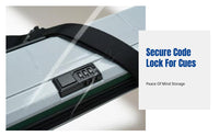 Billiard Cue Case, Combination Lock, 4 Compartments, Large Head, 1/2 Split, PC Material, Carry Handle, Shoulder Strap, Extended
