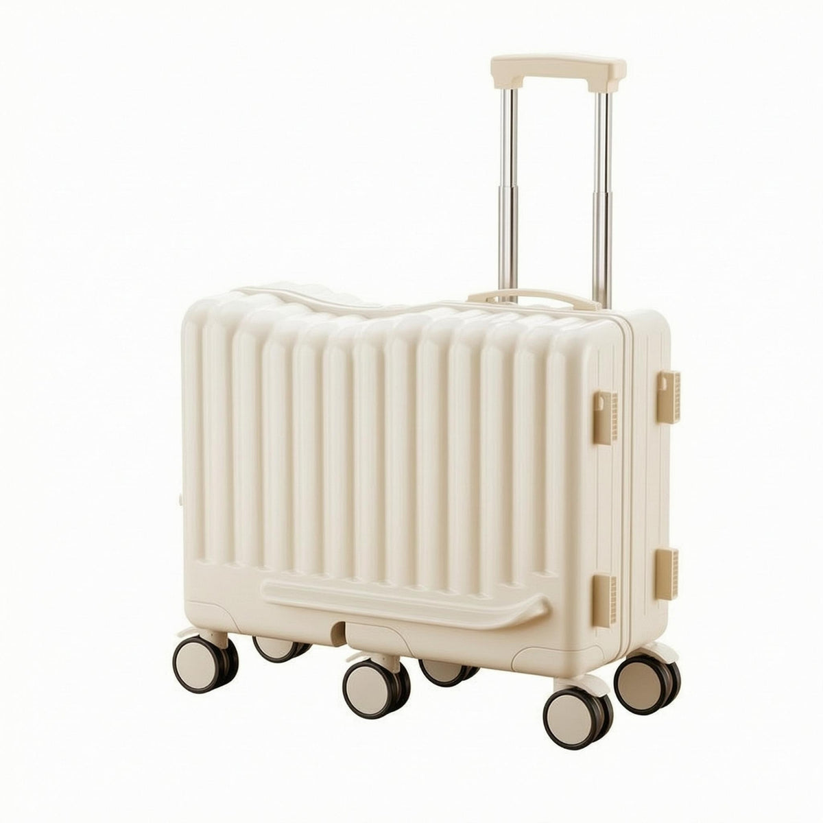 Swivel Wheels Sit-and-Roll Suitcase Ribbed Hard-Shell Rolling Suitcase Glossy Ride on Luggage Telescopic Handle for Sitting