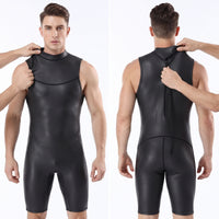 2mm Sleeveless Shorty Wetsuit Rear Zip One-Piece Shorty Wetsuit Smooth Skin Swimwear Close-Fitting for Divers, Swimmers, Diving, Snorkeling, Watersports