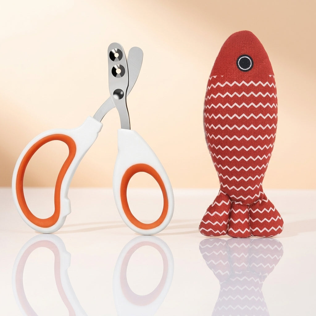 Nail Clippers for Cat Nail Clippers and Dog Nail Clippers, Stainless Steel Puppy Nail Clippers for Small Animals, Non Slip Orange Handle, 1 Pack