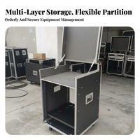 Heavy-Duty Construction Portable Amplifier Road Case Reinforced Aluminum Corners Slant Top Mixer Rack Case High Load Capacity PA Audio Equipment Cabinet Braking Wheels for DJs, Sound Technicians, Musicians, KTV Room, Live Performance, Studio, Touring