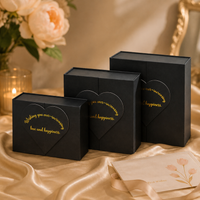 Square Gift Box with Lid Paper Heart Pattern 21x21x8cm Cardboard for Birthdays