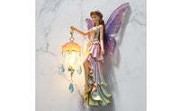 Fairy Wall Lamp Carved Fairy Figurine with Lantern Storybook Decor for Girls, Bedroom