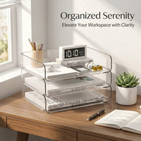 Desktop Shelf Unit Organizer, Small Bookcase for Office Storage, Stackable Book Shelves Table Top for Students