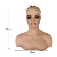 Mannequin Head with Shoulders Professional Mannequin Bust with Shoulders Sturdy Hairpiece Display Head for Jewelers