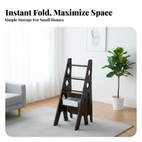 Transformable Ladder Chair Foldable Step Stool Space Saving Household Furniture for Residents, Seniors, Indoor, Kitchen, Living Room