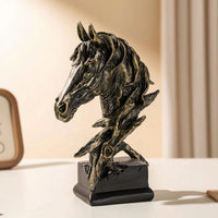 Horse Head Sculpture Carved Horsehead Sculpture Vintage-Vintage-Themed Horse Head Bust for Equestrian Lovers, Living Room, Bookshelf