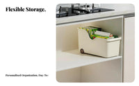 Wheeled Cabinet Basket With casters Rolling cart Easy Pull-accessible for Refrigerator