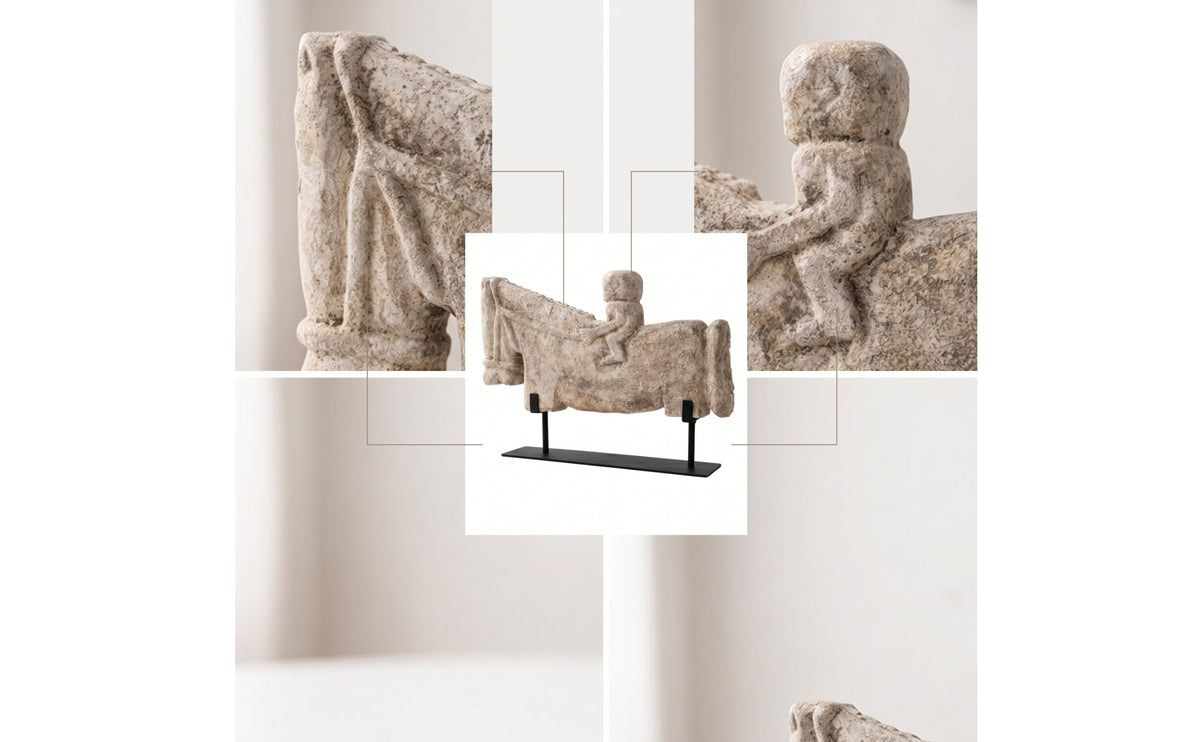 Abstract Horse Mineral-Look Statuary-Look Sculpture with Base Minimalist Tabletop Ornament for Interior Designers, Bookshelf, Office Desk