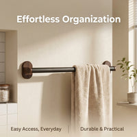 Wall Mounted Towel Rack with Vintage Style for Washroom and Shower Room, Bamboo and Wood Storage with Shelf
