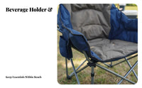 Foldable Design Portable Armchair with beverage Holder sturdy Frame Folding Chair Includes Carrying Bag Camp Seat Insulated chiller Pouch for Beach&travelers, Spectators, Camping, Fishing, Beach, outdoor dining
