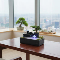 Peaceful Atmosphere Desktop Water Fountain Atomizer Mist Feng Shui Fountain Portable LED Light Water Feature Air Humidifying for Office, Tea Room