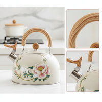 Floral Whistling Tea Kettle Retro Stovetop Whistling Kettle Loud Rust-Resistant for Families