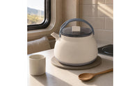 Portable Camping Kettle Transparent Lid Foldable Kettle Embossed Markings Portable Camping Pot