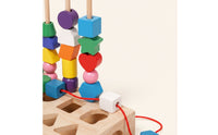 Shape Sorting Box with Lacing Strings Wooden Shape Sorter Lacing Toy Child-Led Stacking Toy Educational for Preschoolers