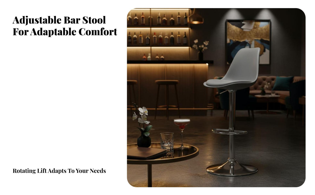 Ergonomic Backrest Adjustable Swivel Bar Stool Built-in Footrest Height Adjustable Bar Chair Long-Lasting & Sturdy Modern Kitchen Island Stool Easy to Clean for Restaurant Owners, Homeowners, Adults, Cafe, Pub, Dining Room, Office