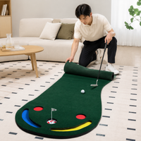 Expert Putting Green Mat, Indoor Outdoor Practice Mat for Home Garden, Flocked Fabric with Cup & Slope Feature