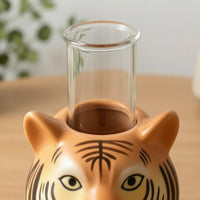 Striped Finish Tiger Vase Clear Neck Tiger Head Vase Compact Hydroponic Plant Holder Tabletop