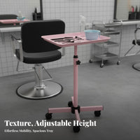360° Swivel Wheels Adjustable Salon Tray Stand Sturdy & Stable Rolling Tray Table Easy to Clean Utility Wagon Large Capacity for Hair Stylists, Spa Professionals Artists, Barbershop, Home Use, Medical Office, Art Studio