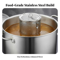 Stainless Steel Seasoning Basket Secure Locking Lid Seasoning Infuser Basket Soup Stock Infuser Attached Chain with Hook