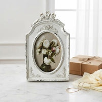 Bowknot Oval Frame Handcrafted Finish Ornate Relief Frame Gift Idealhome Decor for Living Room, Desktop