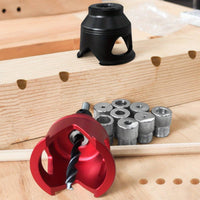 Precision Alignment Self-Centering Dowel Jig Aluminum Alloy Body Vertical Drill Guide Stainless Steel Sleeves Dowel Hole Jig Easy to Position for DIYers, Woodworkers, Furniture Making