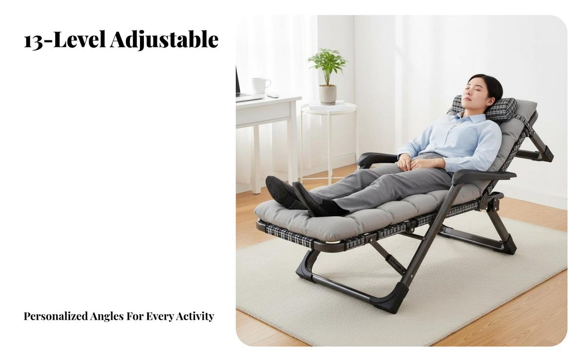 Sit and Sleep double-purposeUse weightless recline Chair Foldable Design Folding Recliner Adjustable Recline Patio Seating Portable for Office Workers, Seniors, Balcony, Living Room, recreational area, waterside