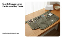 Multi-Compartment Work Apron Universal Fit Multi-Compartment Utility Apron Construction Gardening Tool Pouch for Barbers, Artists, Salon, Cafe
