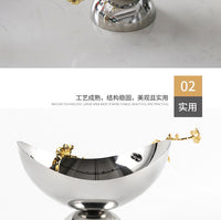 Luxury Gold Leaf Petal Decorative Fruit Bowl with High Foot