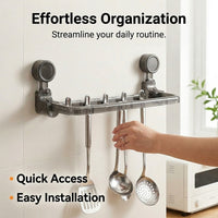 Closet & Pantry Organizer, Foldable Kitchen Hook Hanging Rack for Utensils, Drill-Free Suction Cup Storage for Students, Space-Saving Hangers