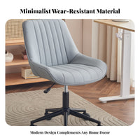 Height Adjustable Armless Ribbed Swivel Chair Scratch-Resistant Armless Ribbed Rolling Chair Comfortable Cushioning Vanity Stool Soft Padded Seat for Pet Owners, Students, Makeup Users, Study Room, Bedroom