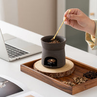 Tea Light Warmer with Bowl Heat-Resistant Ceramic Incense Burner Herb Burner Minimalist Tealight Holder Decorative