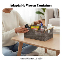 Imitation Rattan container with Handles adaptable Woven Basket with Handles