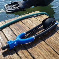 U-Shaped Frame Outboard Engine Flusher Rubber Tubes Two-tubeTube Engine Flusher Clamped Pads Marine Maintenance Tool Blue