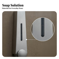 Silver Finish No-Drill Soap Dispenser Translucent Viewing Strip Wall Mounted Soap Dispenser Single-Cup Bathroom Accessory Push Button for Shower