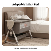 Rocking Mode Bedside Sleeper Bassinet Portable and Foldable Adjustable Co-Sleeper Crib Multi-Functional Baby Cradle Mobile with Wheels for Newborns, Infants, Parents, Night Feeding, Nursery, Bedroom, Living Room