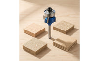 Edge Trimming Router Bit Blue Coated 4-Flute Router Bit Tool Carbide Tipped Precision Ground for Woodworkers, Woodworking