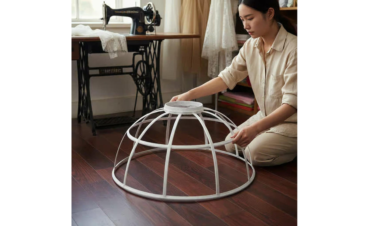 White Hoop Skirt Dome-Shaped Bell Silhouette Hoop Skirt Circular Frame Cage Underskirt