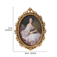 Oval Picture Frame Gold-Finish Oval Frame with Scroll Relief Vintage-Style for Decorators, Living Room