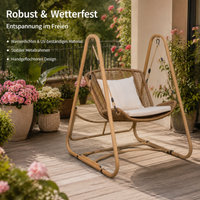 Hanging Chair with Frame, Modern Freestanding Swing Chair for Garden & Terrace, Weatherproof Garden Furniture with Cushion, 115x105x137cm