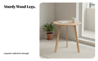 Minimalist Design Three-Legged circular table Space-Saving Accent Tables Multi-Purpose Living Room Furniture Wood Grain Texture for Homeowners, Apartment Dwellers, Students