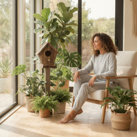 Birdhouse with Perch Wall-Mounted Wooden Birdhouse Natural for Birds