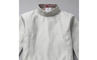 Light Gray Metallic Fencing Jacket High Collar Long-Sleeve Fencing Jacket Fitted Woven Texture for Fencers