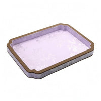 Patterned Surface Scalloped Display Tray Contrasting Trim Rectangular Jewelry Tray Raised Sides Home Decor Shallow for Product Photography