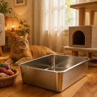 Extra Large Large-Capacity Cat Litter Tray Easy to Clean Stainless Steel Litter Tray Non Pet Supplies