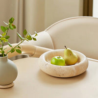 Marble Tray Round Marble Bowl Shallow Stone Tray for Tabletop